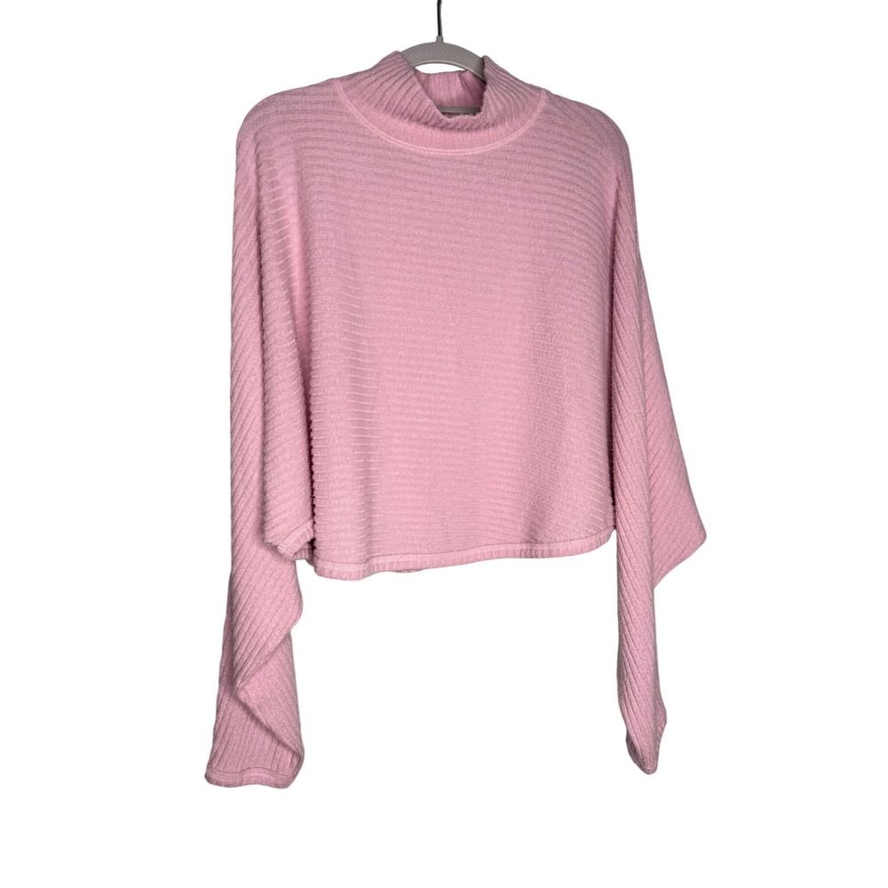 Pilcro ribbed turtleneck‎ batwing pullover sweater in pink